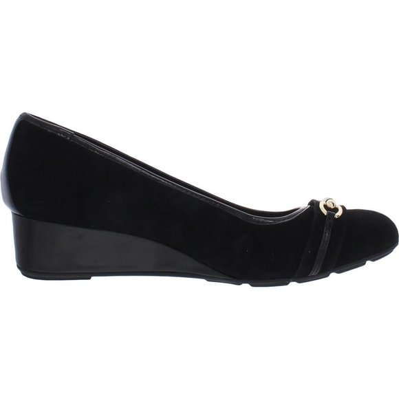 Giani Bernini Eaton Black Suede Slip On Wedge Heels - Size 6.5 - Picture 2 of 16